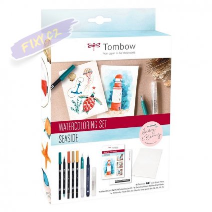 tombow watercoloring seaside