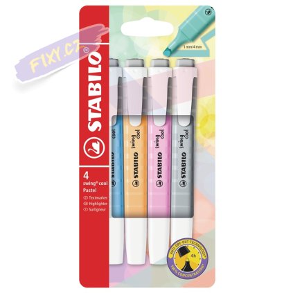 Zvýrazňovač STABILO swing cool Pastel, 4ks "C"