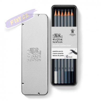884955064832 W&N STUDIO COLLECTION 6PC GRAPHITE PENCILS [OPEN LID] (For Office Print)