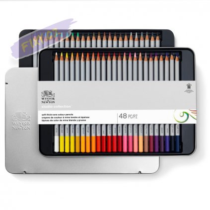 884955064917 W&N STUDIO COLLECTION 48PC COLOUR PENCILS [OPEN LID] (For Office Print)