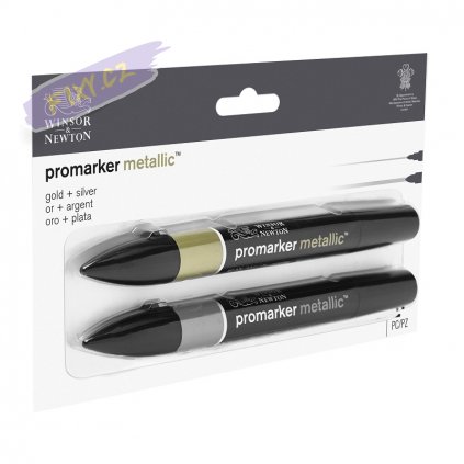 884955070758 W&N PROMARKER 2PC GOLD AND SILVER 884955070758 [ANGLED] (For Office Print)