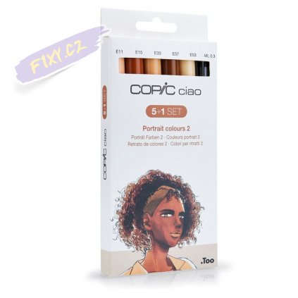 Lihové fixy COPIC Ciao oboustranné Brush & Chisel 5+1ks, pleťové tóny B