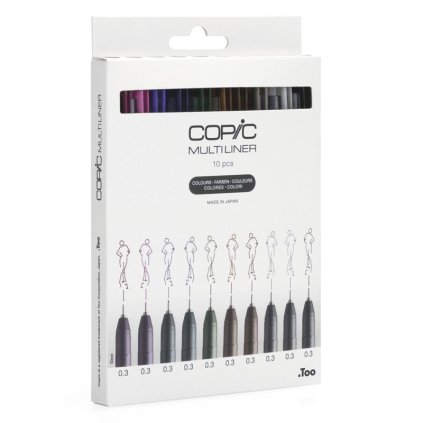 Technické linery COPIC, 10 ks barevné