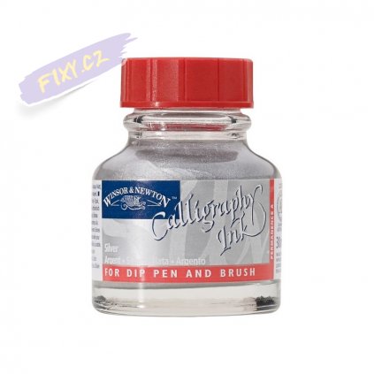 43719 2 kaligraficky inkoust winsor newton calligraphy ink 30ml silver