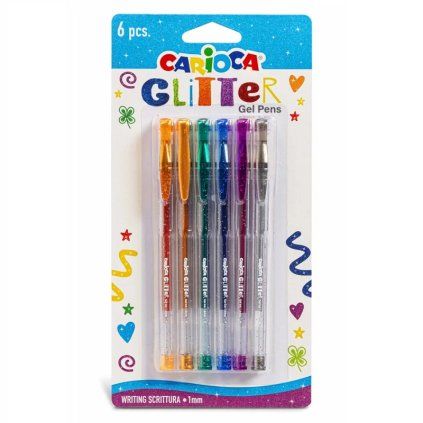 Gelová pera CARIOCA Glitter, 6 ks