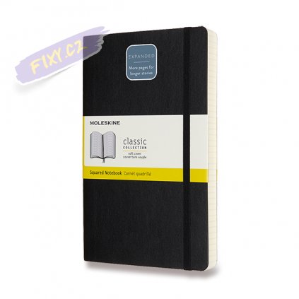 45882 skicar moleskine mekky ctvereckovany cerny expanded l