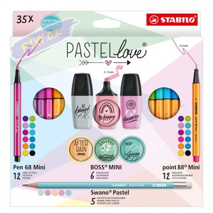 46722 2 sada stabilo mini world 35ks pastel love point 88 pen 68 boss a swano