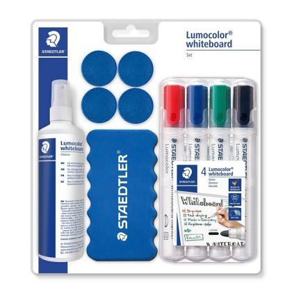 Fixy na bílé tabule STAEDTLER Lumocolor 2 mm, 4 ks + příslušenství