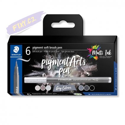 Fix STAEDTLER štětcový pigmentový Arts Pen, 6ks šedé