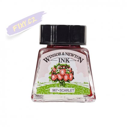 52819 1 kreslici inkoust winsor newton drawing ink 14ml scarlet