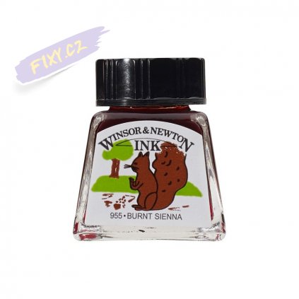 52858 1 kreslici inkoust winsor newton drawing ink 14ml burnt sienna