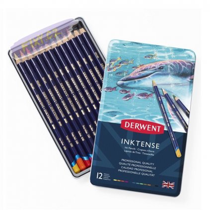 54115 3 akvarelove pastelky derwent inktense 12ks v kovove krabicce