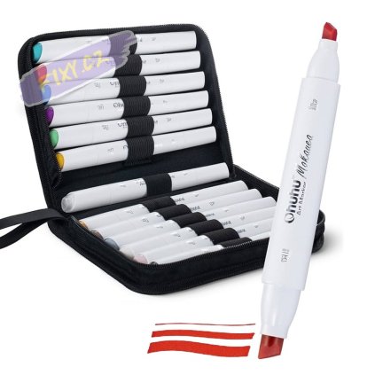 Lihové fixy OHUHU oboustranné Tri-Nib & Chisel, 12ks + blender