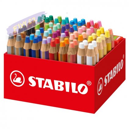 Multifunkční pastelky STABILO woody 3v1, 76ks v boxu + 4 ořezávátka