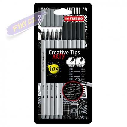Sada STABILO Creative Tips Pen 68 a point 88, 10ks černé a šedé ARTY