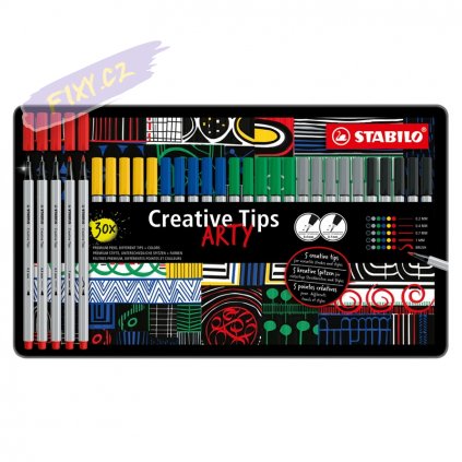 Sada STABILO Creative Tips Pen 68 a point 88, 30ks Classic ARTY v kovové krabičce