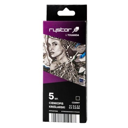 Technické linery RYSTOR Technic, 5 ks černé