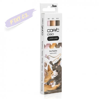 Lihové fixy COPIC Ciao oboustranné Brush & Chisel 3ks, Pet Palette