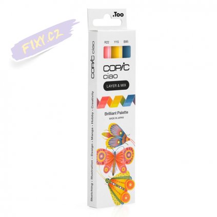 Lihové fixy COPIC Ciao oboustranné Brush & Chisel 3ks, Brilliant Palette