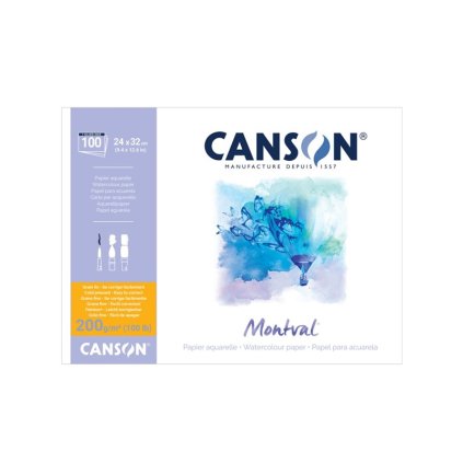 Blok CANSON Montval Aquarelle 24x32 cm, 100 listů MAXI 200 g