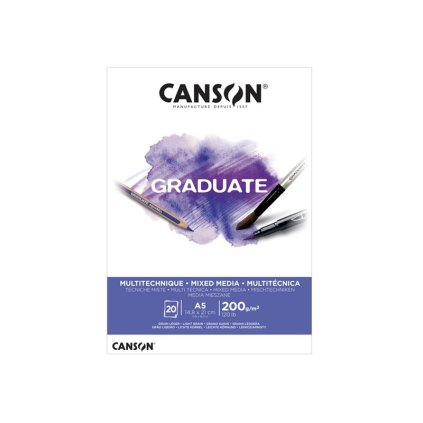 Blok CANSON Graduate Mixed Media A5, 20 listů White 200 g