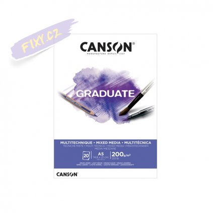 Blok CANSON Graduate Mixed Media A5, 20 listů White 200g