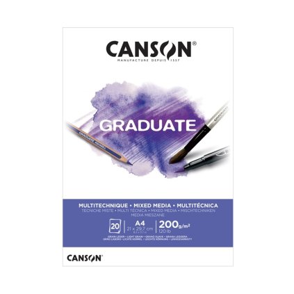 Blok CANSON Graduate Mixed Media A4, 20 listů White 200 g
