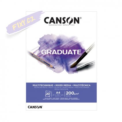 Blok CANSON Graduate Mixed Media A4, 20 listů White 200g