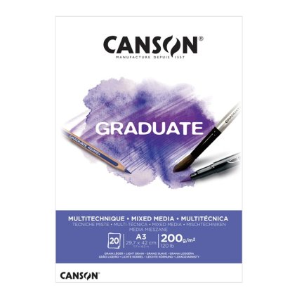 Blok CANSON Graduate Mixed Media A3, 20 listů White 200 g