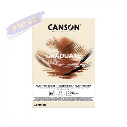 Blok CANSON Graduate Mixed Media A5, 30 listů Natur 220g