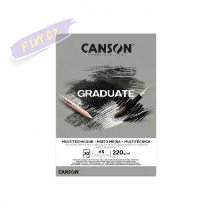 Blok CANSON Graduate Mixed Media A5, 30 listů Grey 220g