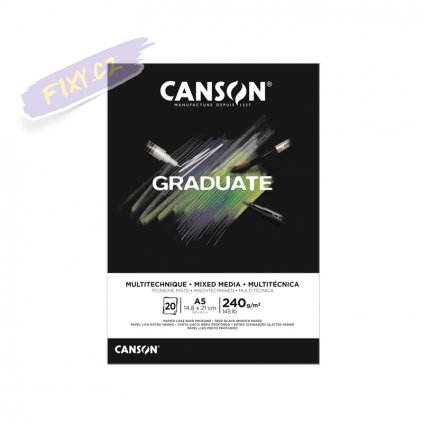 Blok CANSON Graduate Mixed Media A5, 20 listů Black 240g