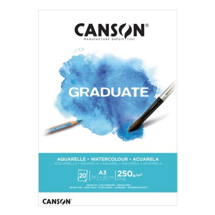Blok CANSON Graduate Watercolour A3, 20 listů 250 g
