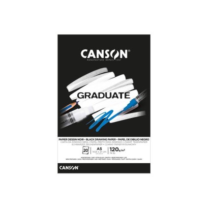 Blok CANSON Graduate Drawing Black A5, 20 listů 120 g