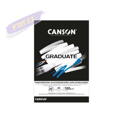 Blok CANSON Graduate Drawing Black A5, 20 listů 120g