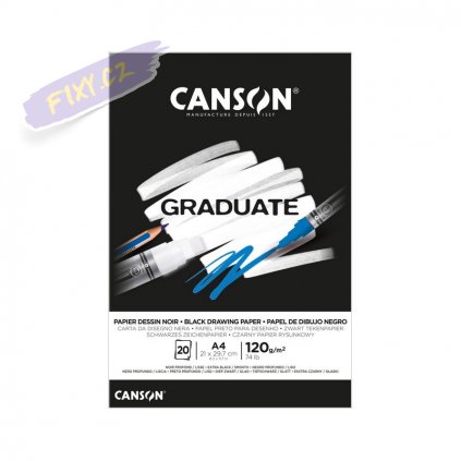 Blok CANSON Graduate Drawing Black A4, 20 listů 120g