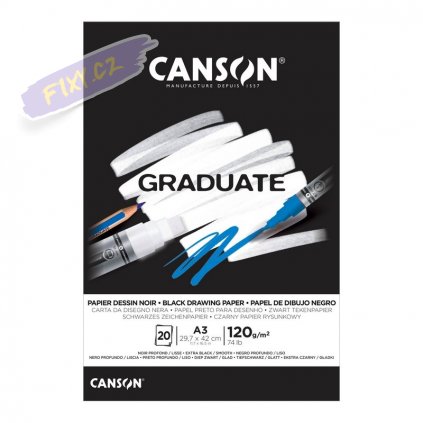 Blok CANSON Graduate Drawing Black A3, 20 listů 120g