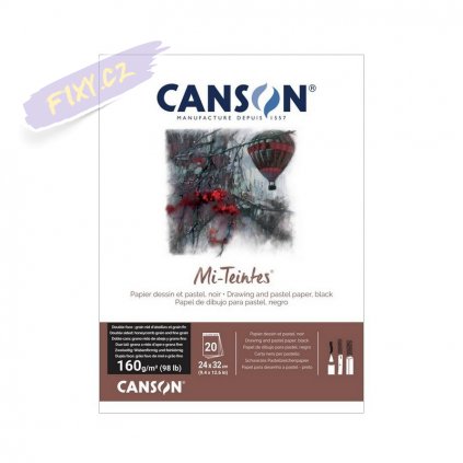 Blok CANSON Mi-Teintes Black 24x32cm, 20 listů 160g