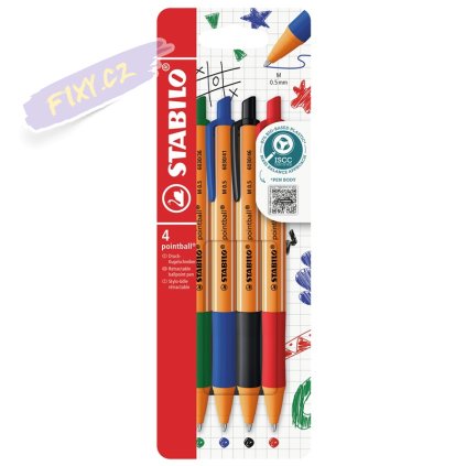 Kuličková pera STABILO pointball, 4ks
