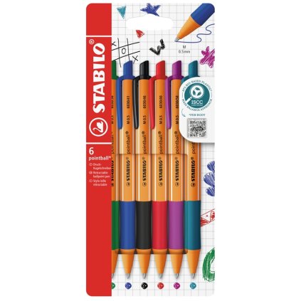 Kuličková pera STABILO pointball, 6 ks