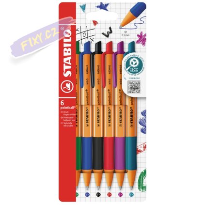 Kuličková pera STABILO pointball, 6ks