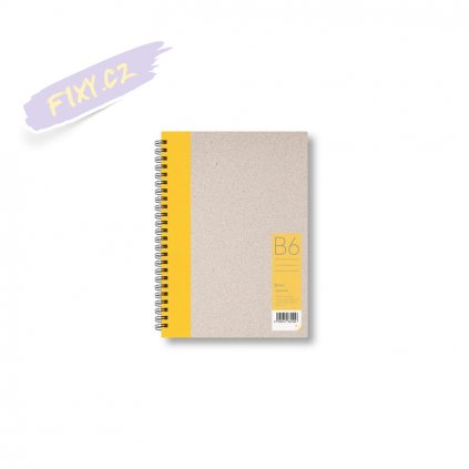 Skicář s recyklovaným papírem B6 žlutý, 50 linkovaných listů
