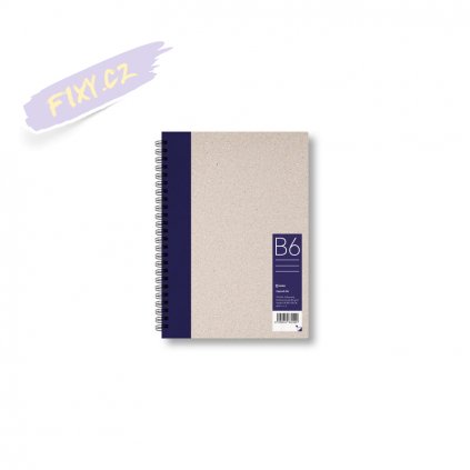 Skicář s recyklovaným papírem B6 tmavě modrý, 50 linkovaných listů