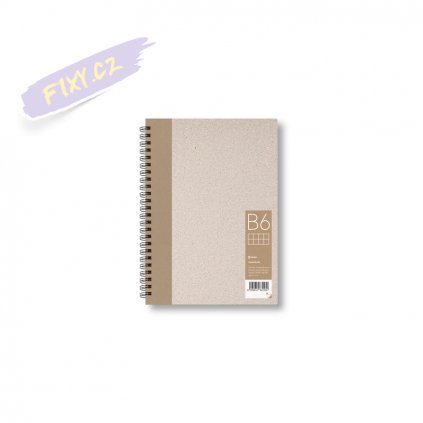 Skicář s recyklovaným papírem B6 hnědý, 50 čtverečkovaných listů