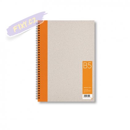 Skicář s recyklovaným papírem B5 oranžový, 50 čistých listů