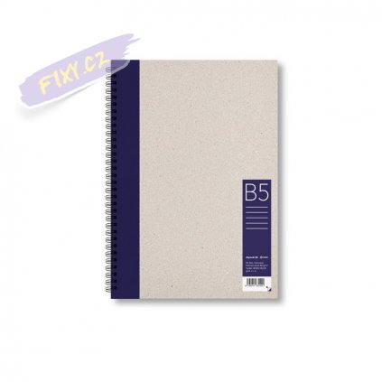 Skicář s recyklovaným papírem B5 tmavě modrý, 50 linkovaných listů