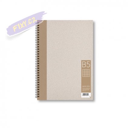 Skicář s recyklovaným papírem B5 hnědý, 50 čtverečkovaných listů