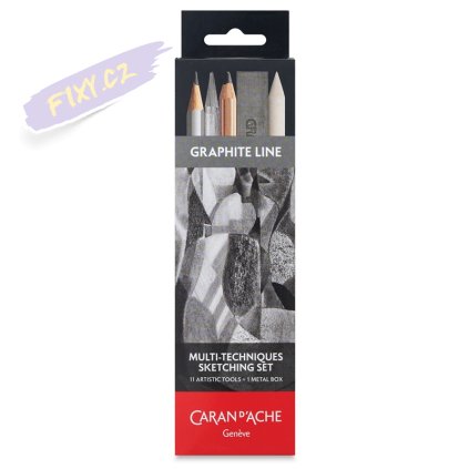 Grafitová skicovací sada CARAN D'ACHE Graphite Line, 8ks + 3ks příslušenství