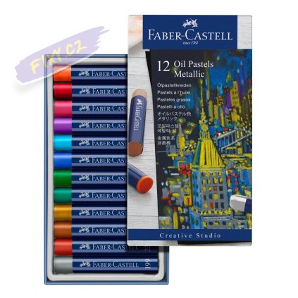FABER-CASTELL olejové pastely, 12ks metalické