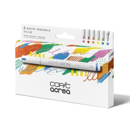 Akrylové fixy COPIC Acrea, 6 ks jasné tóny